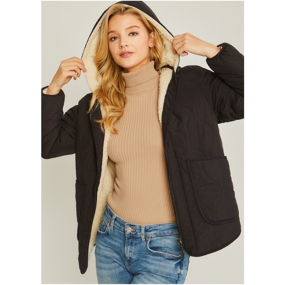 010 Cozy Teddy Reversible Hoodie Jacket Coat - Picture 1 of 5